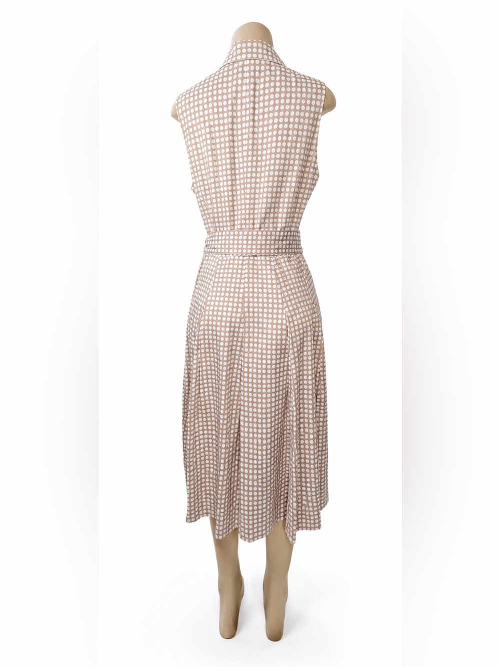 Anne Klein Polka Dot Sleeveless Faux Wrap Pleated Dress Size 12 - Picture 3 of 14